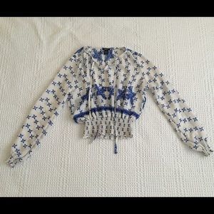 Crop singed waist blouse